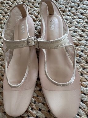 Cider Women’s Pale Nude Mesh Mary Jane Slingback Flats